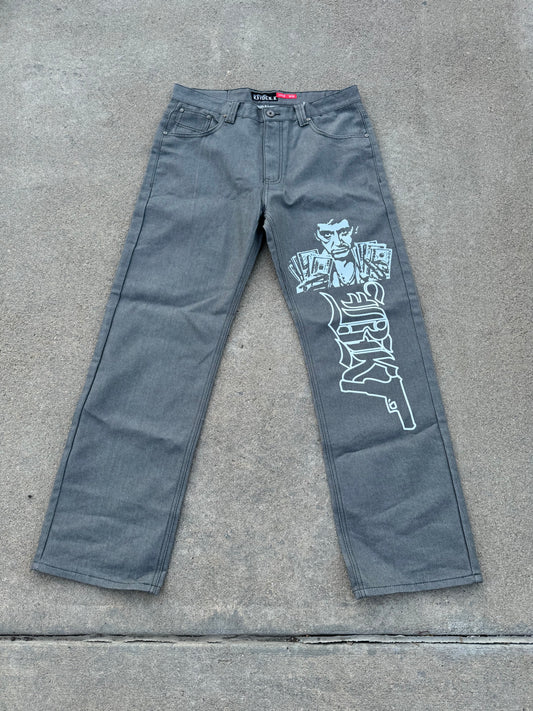 GREY SCARFACE JEANS